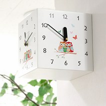 베스트데코 큐브 삼면시계 벽시계 벽걸이시계 탁상시계, 큐브삼면시계_부엉이