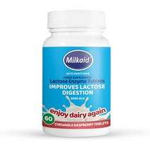 밀크에이드 락타아제 엔자임 효소 60 츄어블 Milkaid Lactase Enzyme Chewable improves Lactose Degestion