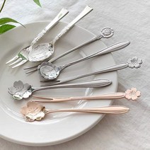 벚꽃 장미 앤틱 티스푼 티포크 빈티지 디저트 카페 커피스푼 9type, 벚꽃 도자기 수저받침