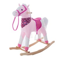 어린이 흔들 목마 손잡이 승마 장난감 흔들마 바퀴 이동식 원목 아동 선물, 핑크 잉글리쉬 얼룩말