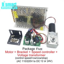 엔진 부품 Bringmart DC 모터 12V 기어 전기 24 볼트 감속기 마이크로 고 토크 70kg.cm 마모 + 속도 컨트롤, 14 24V 40rpm_05 Package five
