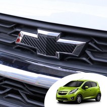 어른킹 스파크 쉐보레 보타이 크로스 엠블렘 마스크 포인트 로고 데칼 스티커 자동차 랩핑 시트지, 스파크~2012(카본화이트)