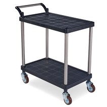 생담 서빙카트 다용도카트 2단 3단 대차 구르마 무소음바퀴 휴대용 운반구, 1개, PP 검정 2단 대 회색바퀴