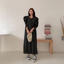 빅사이즈 110 코튼퍼프데님롱원피스 DSFE790