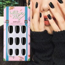 위티플레이 지속력 좋은 착붙는 말랑한 네일팁 24개입 붙이는네일팁 국내생산, 10.블랙