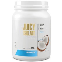 Maxler Juicy Isolate 단백질 파우더 - 투명 분리 유청 지방 없음 락토스 프리 및 무설탕 회복 음료 운동 전 후 사용 1회 제공량당 90% 코코넛 0.5kg 1파운, 1개