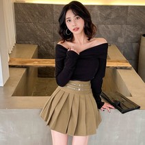 깜장오리셀렌 버클 플리츠 큐롯스커트