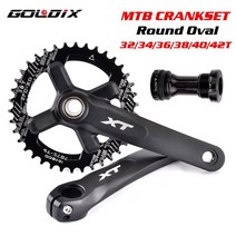 자전거 크랭크암 xt 크랭크 104bcd mtb 크랭크 체인 링 170mm 175mm 블랙 라운드 타원형 32t 34t 36t 38t 알루미늄 합금 바닥, 크랭크 BB 타원형 36t