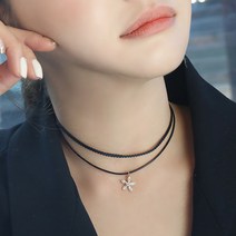 미스21 플라워 두줄 초커 목걸이 초크 초코 목줄 necklace (nk659)