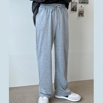 남자 무지 면 통바지 와이드 밴딩팬츠 운동복하의 모던 내추럴 코디 휴양지룩 마실룩