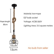 북유럽 식탁등 로프트 샹들리에 빈티지 대마 로프 펜던트 램프 통로 바 식당 카페조명 등, 단일 헤드 전구 없음