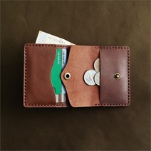 수제 공방 심플스퀘어 동전수납 가죽 지갑 오일풀업 브라운 특별한 선물