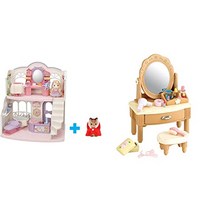 [Amazon.co.jp 한정] 실바니아 패밀리 헤어 살롱 [세련된 스타일링 뷰티 헤어 살롱] 호두 다람쥐 아기 + 실바니아 패밀리 가구 드레서 세트 카-312