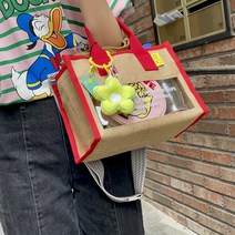 [acc 키링포함] 마코마키 올데이백 비치 여름 마 린넨 투명 크로스 가방