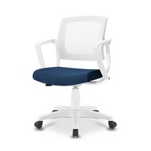 에어론 제우스 ZW380 학생 오피스 사무용 컴퓨터 의자 체어, 팔걸이 추가, 네이비+화이트