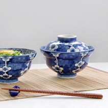 히츠키프롬재팬 일본 블루 뚜껑 돈부리볼 2type, 블루 벚꽃, 1개