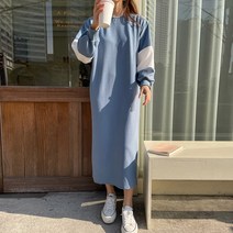 마이시즌 여성용 나나 소매 배색 원피스