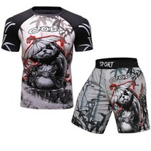 주짓수 래시가드 남성용 티셔츠 호센 mma 반바지 bjj 복싱 저지 체육관 옷 세트