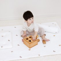 바미블랑 어린이집 베어가족 누빔 양면 낮잠패드 쿨매트 신생아 아기 유아용 모달 에어메쉬, 베어가족 누빔 패드