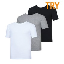 트라이 남녀공용 기본반팔 라운드티셔츠 무지티 교복반팔 학생티셔츠 이너반팔 흰색 회색 검정 면티 3매입 2매입