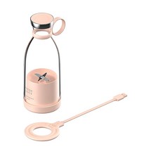 KKmoon 무선충전식 미니 믹서기 350ml, 핀크