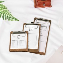 컬러 우드 영수증 빌지 미니 클립보드 집게형 메뉴판 계산서 메모지, 대, 브라운