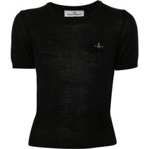 Vivienne Westwood [명품]24SS 비비안 웨스트우드 ORB 자수 니트 울 블랙 여성 티셔..