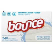 바운스 패브릭 소프트너 시트 240장 Bounce Fabric Softener Sheets Free Gentle White, 1팩