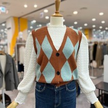 무자크 sh06 다이아 배색 니트 조끼 M8WKV25