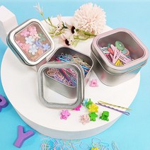 사각 투명 틴 케이스 포카 머리끈 실핀 면봉 정리함, 2사각투명틴케이스-중, 본상품선택