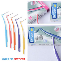 SKYDENT 스카이덴트 001 - 5개입 ㄱ자형 치간칫솔 6가지 사이즈 프라그 제거 휴대용 치과전용 치간치솔 치과전용 임플란트, 001 5개입 치간칫솔 L