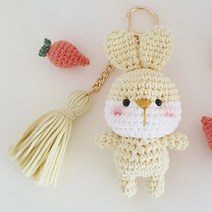 JW손뜨개 귀여운 동물 키링 (곰 토끼 고양이) 만들기 패키지, 노랑토끼