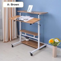 ㄱ책상 120도책상 ㄱ자책상 기역자책상 좁은방책상 더블 테이블 탑 접이식 컴퓨터 책상 이동식 조절 가능한 침대 옆 소파 침실 발코니 대형, 01 L Brown