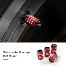 밸브캡 타이어 자동차 방진 캡 타이어 휠 스템 에어 밸브 4 개 폭스 바겐 골프 6 7 GTI 티구안 파사트 5, 03 Plaid Red