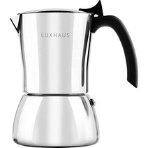 LUXHAUS Moka Pot - 6컵 Stovetop 에스프레소 메이커 - 100% 스테인리스 스틸 이탈리아 및 쿠바 모카 커피 메이커, 3 Cup