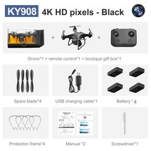 샤오미 드론 드론매장 소형 입문용 촬영 KY908 미니 드론 4K 전문 고화질 항공 사진 RC 헬리콥터는 한 번, 04 Black 1 Camera 4K4B