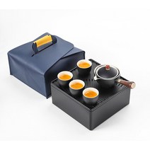 2023 홈바 테이블 도자기 중국 Gongfu 차 세트 휴대용 주전자 360 회전 메이커 및 인퓨저 다도 가방, 04 04