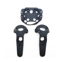 vr HTC 바이브 헤드셋 VR 안경 보호 헬멧 소프트 땀 방지 실리콘 컨트롤러 커버 충격 쉘 게임 액세서리, 블랙 세트, 06 Black set