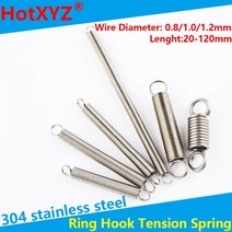 O 링 후크 코일 원통형 헬리컬 연장 풀백 장력 스프링 304 스테인레스 와이어 직경 0.8mm 1.0mm 1.2mm, 30mm (5Pcs)