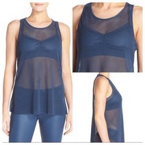 ALO YOGA Women S Small Blue Lucid Mesh Sleeveless Activewear Cami Tank Top