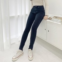 즈본 여자 블랙진 스판일자 피치기모청바지 여성 겨울바지 흑청데님