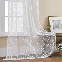 미국발송 SEEKRIGHT 시어 레이스 커튼 길이 213.4cm(84인치) 2 패널 빈티지 플로럴 커튼 거실 침실 로드 포켓 빛 필터링 빅토리안 크림 크로셰 커튼 13