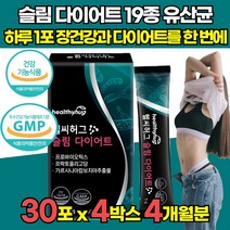 락토바실러스 락토바실루스 루테리 가세리 신바이오틱스 다이어트 슬림 19종 유산균 HCA 가르시니아 가르시아 캄보디아 감보지아 추출물 분말 가루 스틱, 30포 X 4박스 (4개월분)