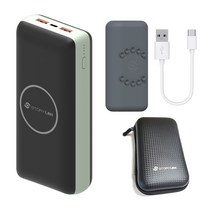 스토리링크 무선 30000mAh 대용량 고속충전 보조배터리 SKP-P30K+젤리케이스+파우치+C타입 케이블, 블랙