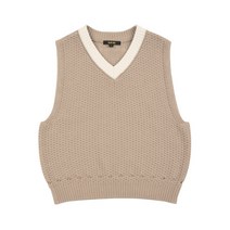 [블루테일]AXB3VK01BG 변형 와플 조직 베이지 니트 베스트