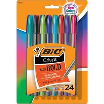 BIC 크리스탈 엑스트라 볼드 볼펜 블랙 두꺼운 굵기 1.6mm 2 빅, Assorted_Ballpoint Pen