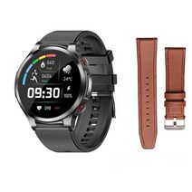 RUIJIE 고급형 2023 헬스케어 스마트워치 한국어지원 심전도 ECG PPG 혈당 심박수 혈압 산소포화도 체온 측정기능 IP67방수 스포츠모드, 블랙+브라운가죽 추가