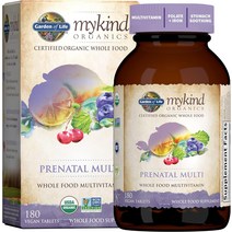 Garden of Life 산전 비타민 mykind Organics 멀티 90정 비건 전체 식품 종합 엽산이 아닌 엽산 및 위 진정 혼합물 여성용 유기농 보조제, [02] 180개1팩