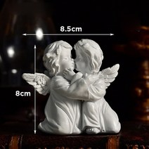 조각상 정원조각상 조형물 정원장식품 귀여운 수지 요정 소녀 천사 작은 입상 평화로운 기도 조각 데스크탑 장식품 복고풍 꽃 요정 작은 장식, 키스 왼쪽