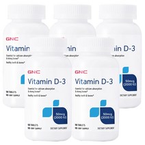 GNC 비타민 D-3 50mcg 2000IU 글루텐 프리 타블렛, 180정 x 5, 5개